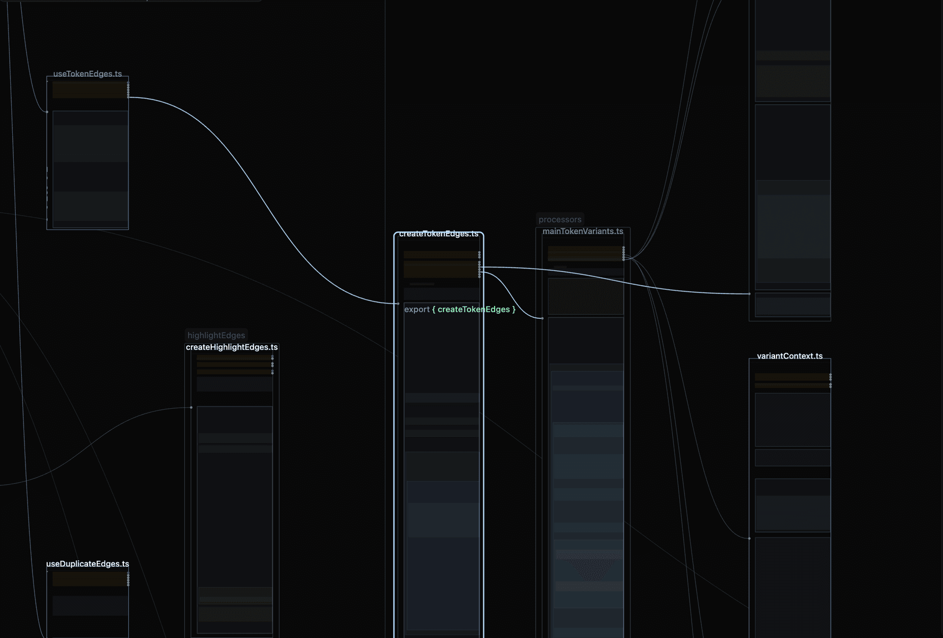 Import and export edges connecting files